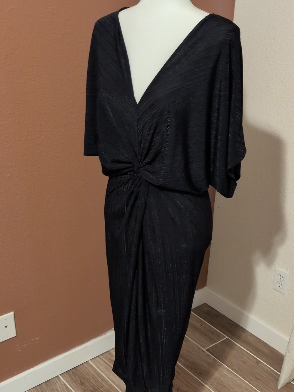 Navy Twist-Front V-Neck Women's Dress